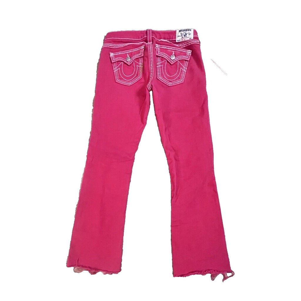 True Religion Women's 31w X 29l World Tour Boot Cut Frayed Hem Red W21-564nb3